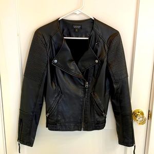 TopShop Vegan Leather Black Moto Jacket. US size 6.